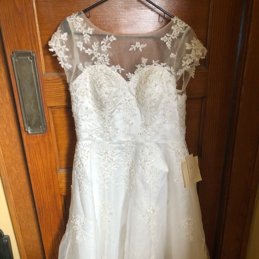 Cap Sleeve, Tulle, Satin, Lace, Cocktail Length, A line, Corset Back, Romantic.